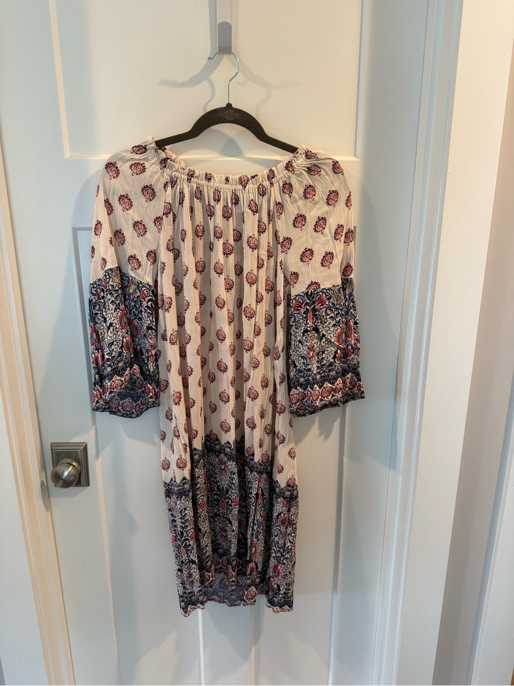 Style & Co. Cream Dress with Navy and Red Paisley Print NWT